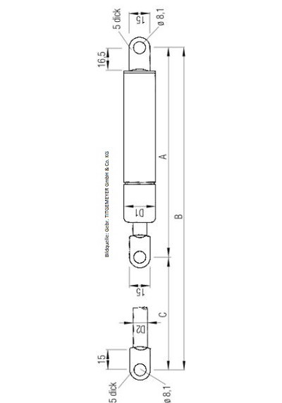 Gasdruckfeder GETO LIFT-GASFED.150/ 1000N/ST1